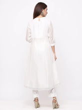 White Cotton Chanderi Embellished A-Line Kurta